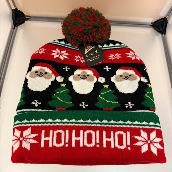 Christmas Festive Adults & Kids Light Up Pom-Pom Beanie One Size New - Picture 3 of 4